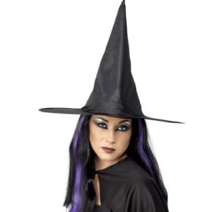 BLACK SATIN WITCH HAT